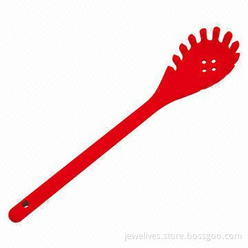 12-inch silicone pasta spoon with stainless steel handle